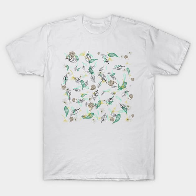 Hello Autumn, autumn leaves and flowers, botanical print T-Shirt by KINKDesign